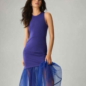 Anthropologie Maeve Tank Dress Blue Tulle Sleeveless Cocktail Blue XL